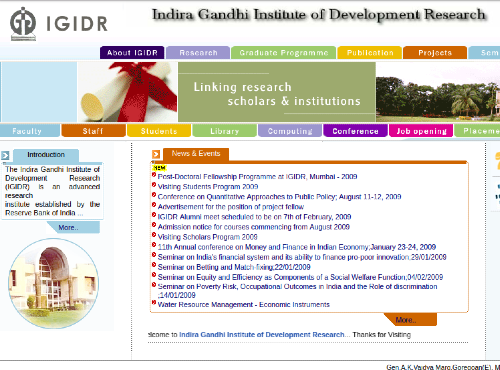 Institute igidr web design